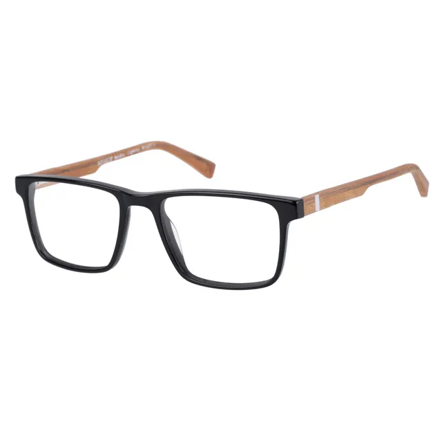 botaniq-brille-mit-sehst-rke-f-r-herren-rechteckig-acetat-hochglanzschwarz-holz image 1