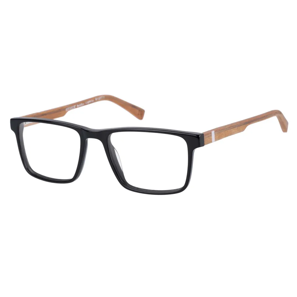 botaniq-brille-mit-sehst-rke-f-r-herren-rechteckig-acetat-hochglanzschwarz-holz image 1