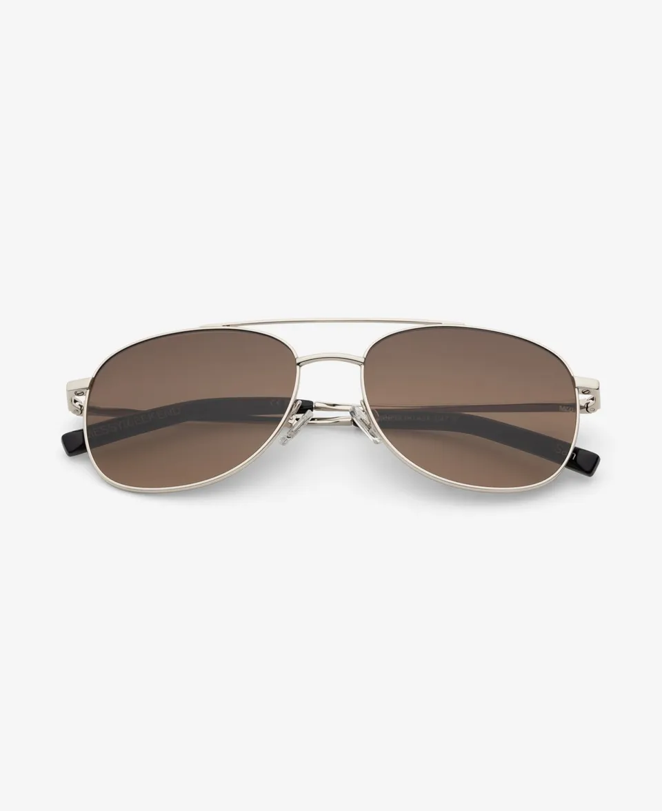 messyweekend-sain-sonnenbrille-shiny-silver-deep-brown-gradient image 1