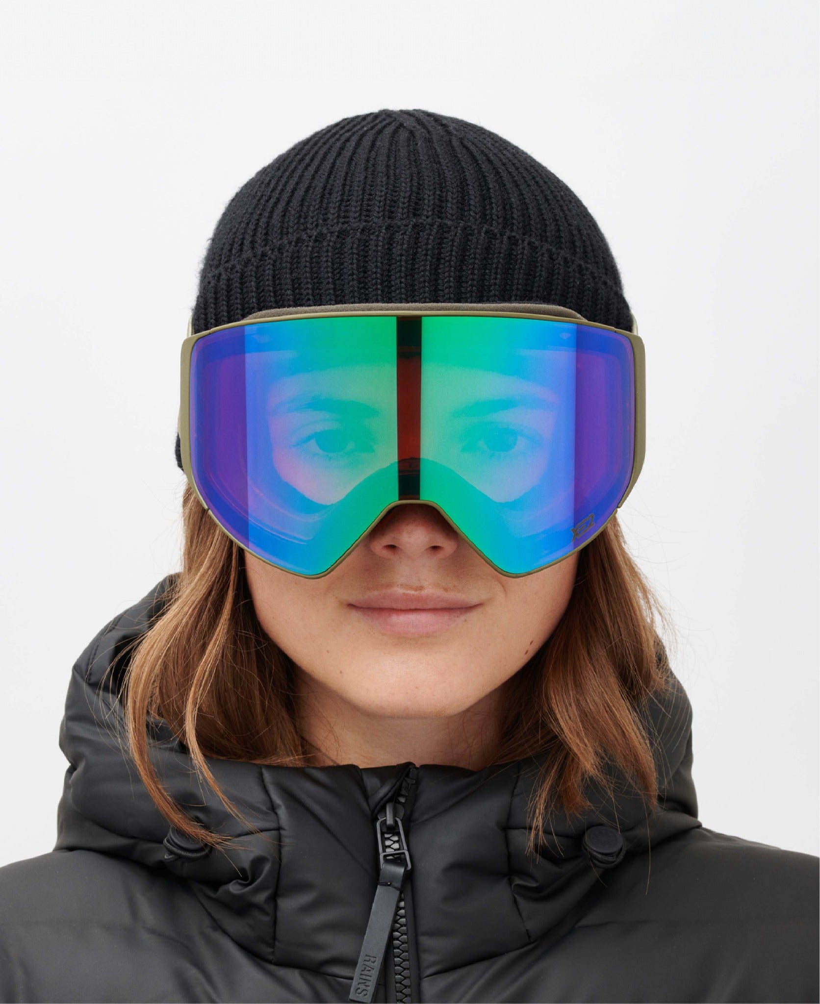 messyweekend-clear-xe2-asian-fit-skibrille-army-green-mirrored image 5