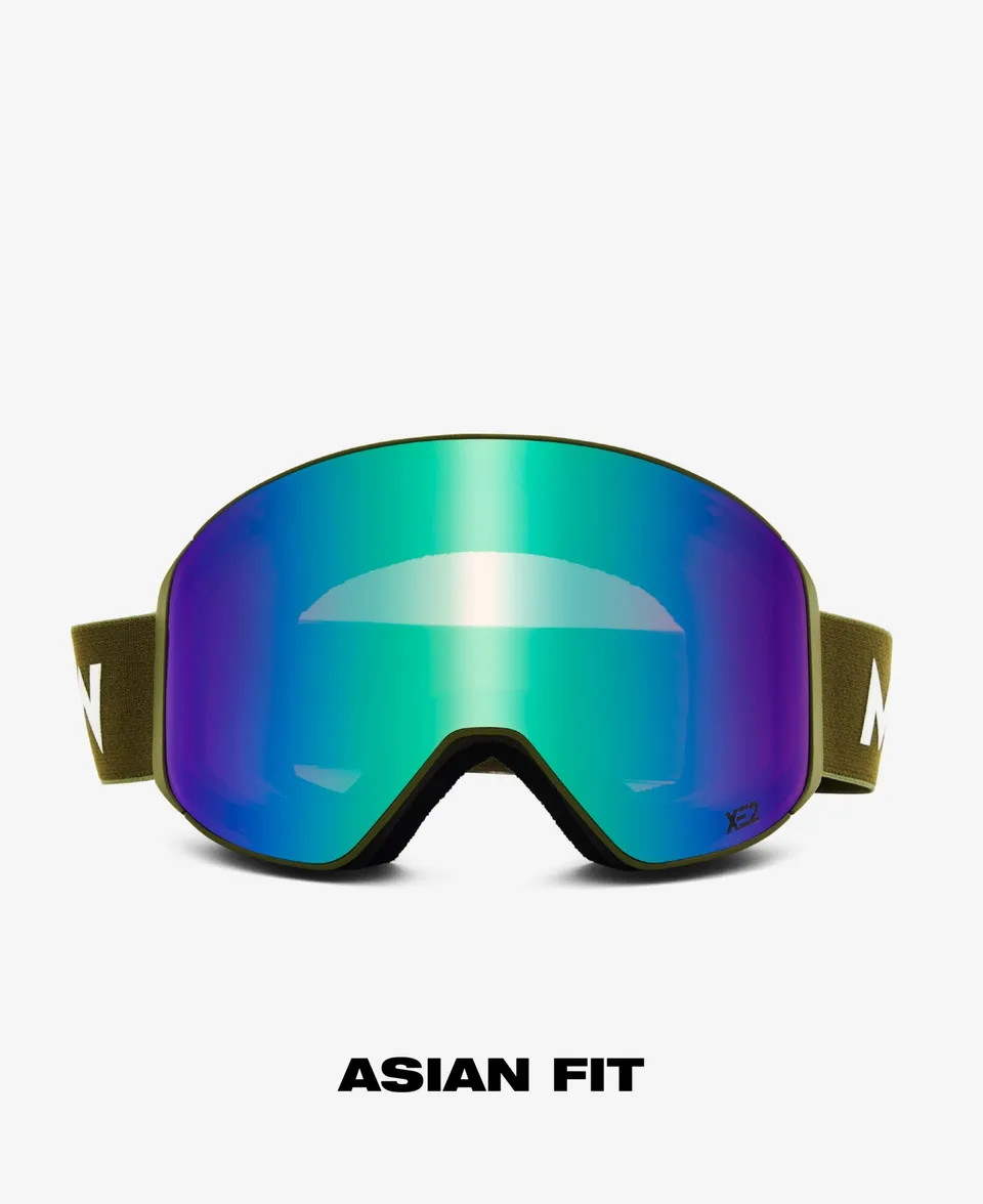 messyweekend-clear-xe2-asian-fit-skibrille-army-green-mirrored image 1
