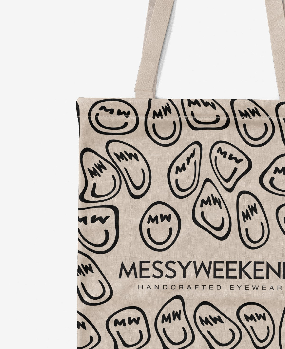 messyweekend-smiley-tote-bag-white-canvas image 2