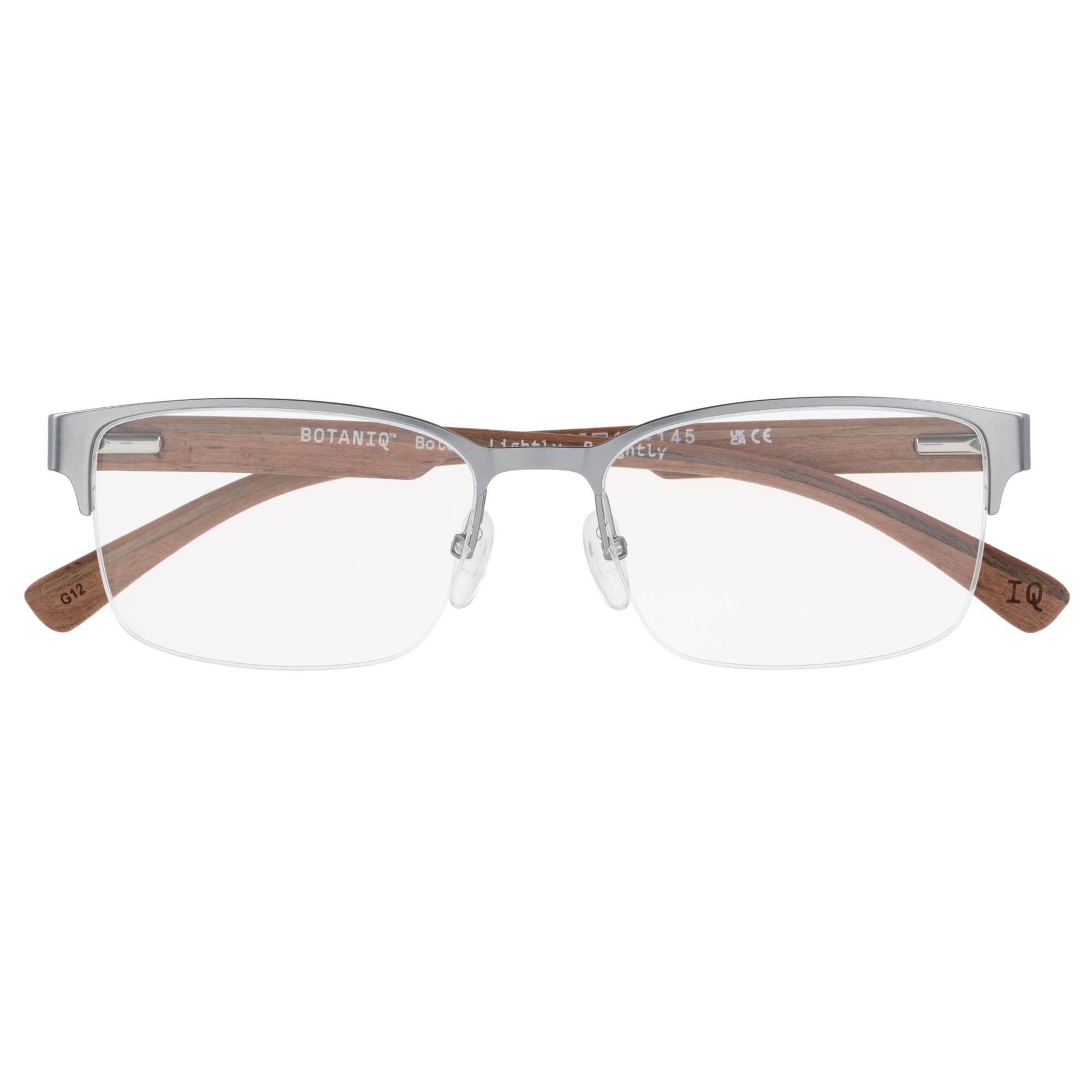botaniq-brille-mit-sehst-rke-f-r-herren-rechteckig-edelstahl-matte-gun-holz-inkl image 2
