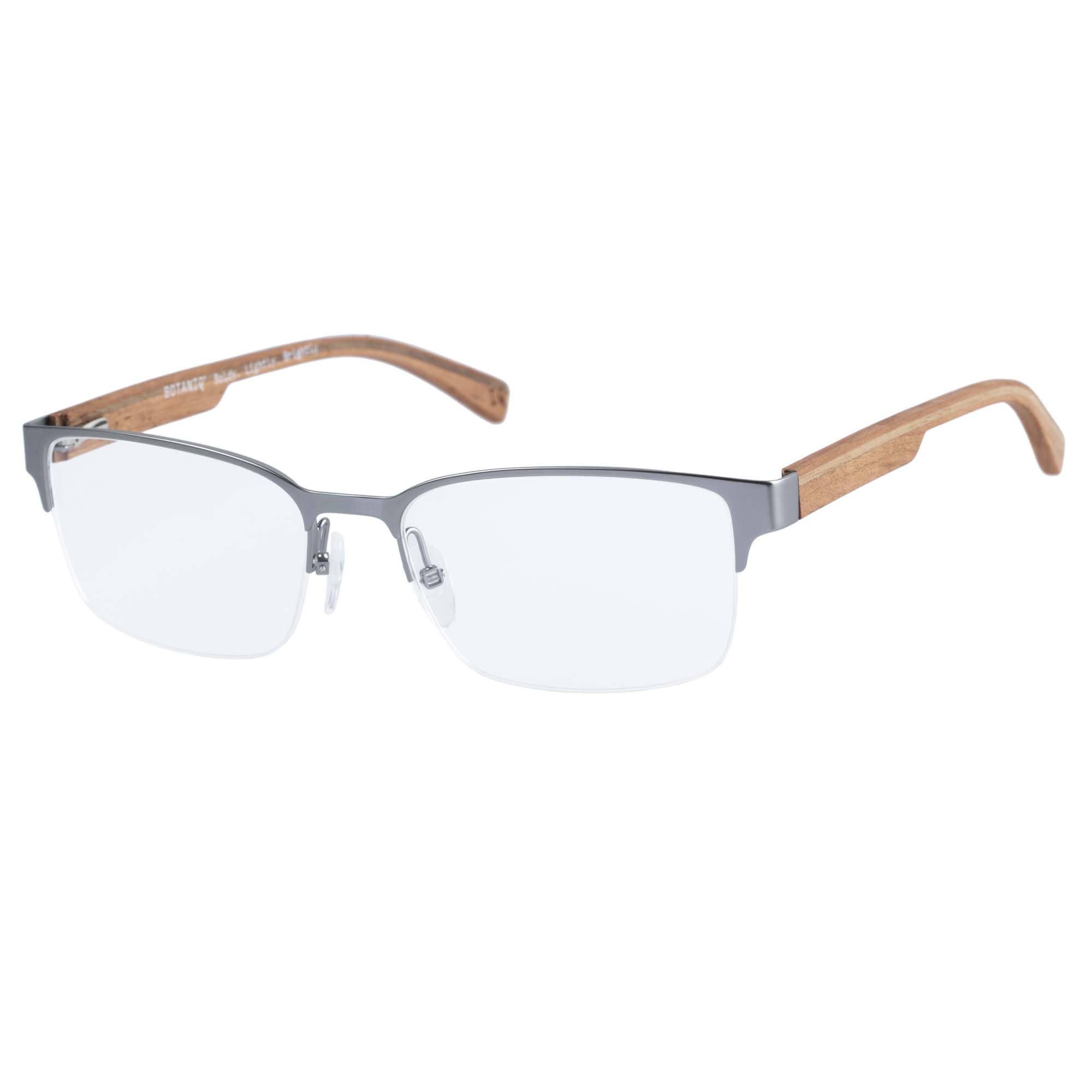 botaniq-brille-mit-sehst-rke-f-r-herren-rechteckig-edelstahl-matte-gun-holz-inkl image 1