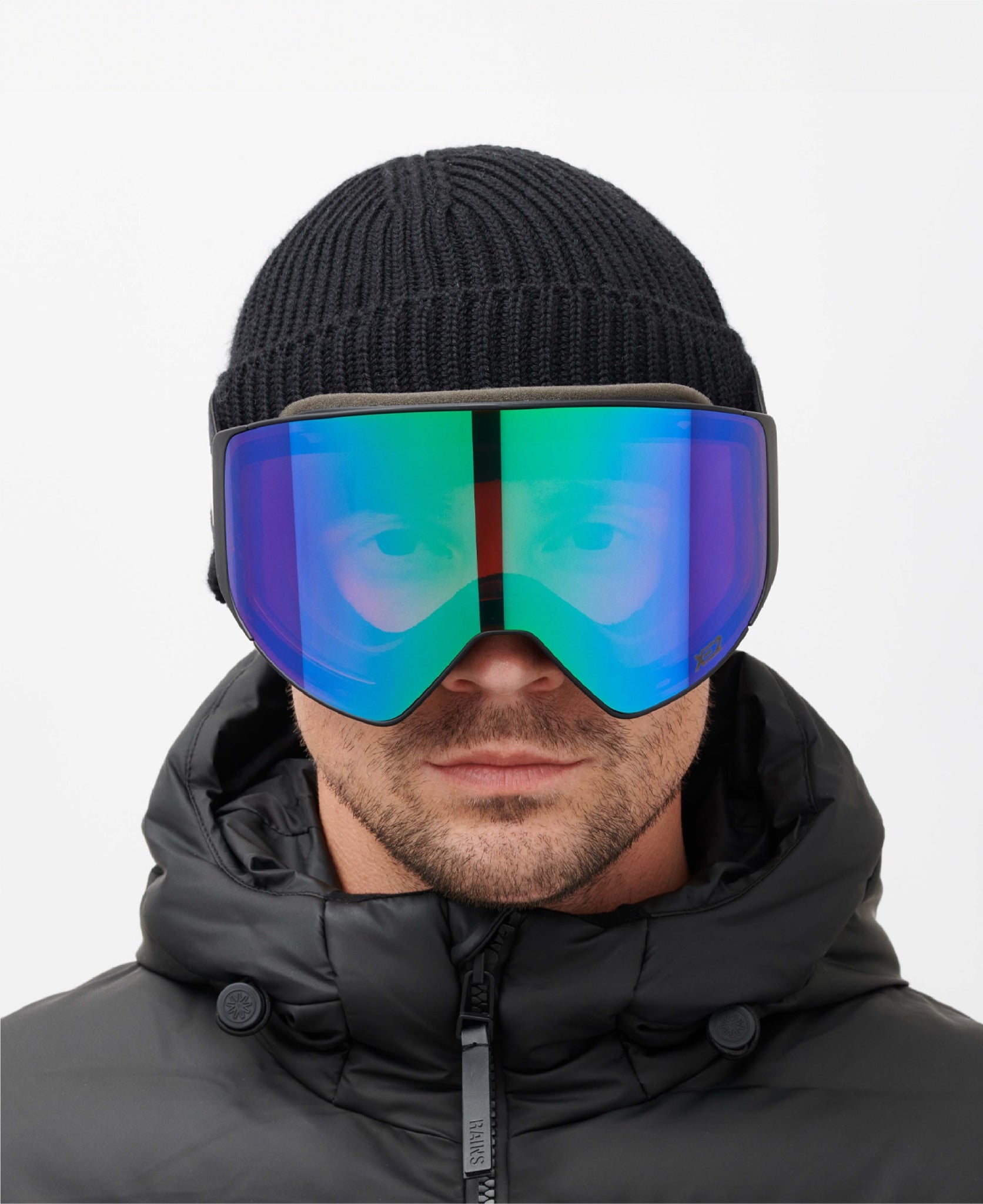 messyweekend-clear-xe2-skibrille-black-green-mirrored image 2