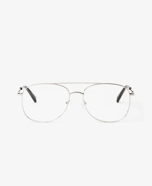 messyweekend-duke-optics-blaulichtbrille-silver-clear-metall-aviator image 1