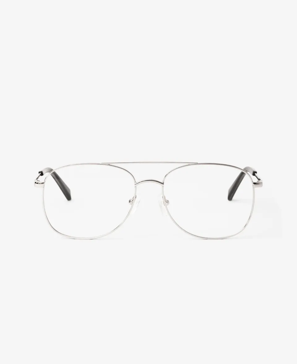 messyweekend-duke-optics-blaulichtbrille-silver-clear-metall-aviator image 1