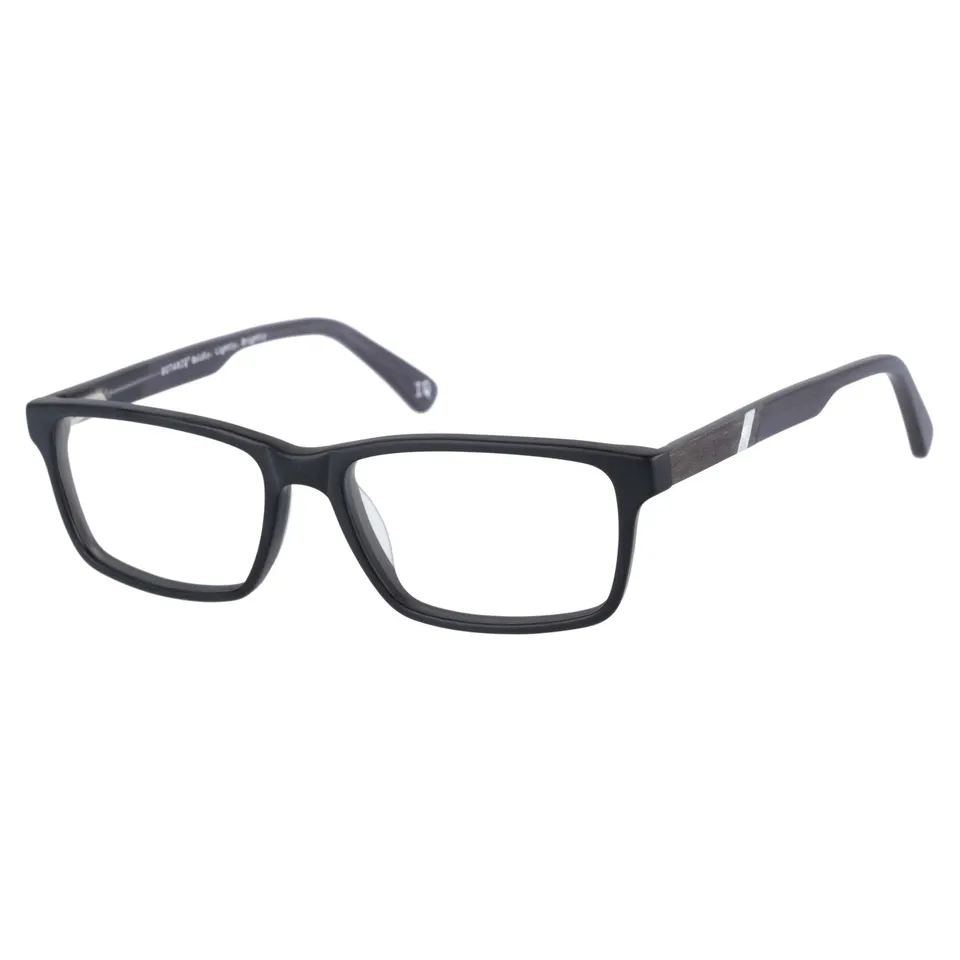 botaniq-brille-mit-sehst-rke-f-r-herren-rechteckig-acetat-matte-schwarz-holz-gre image 1