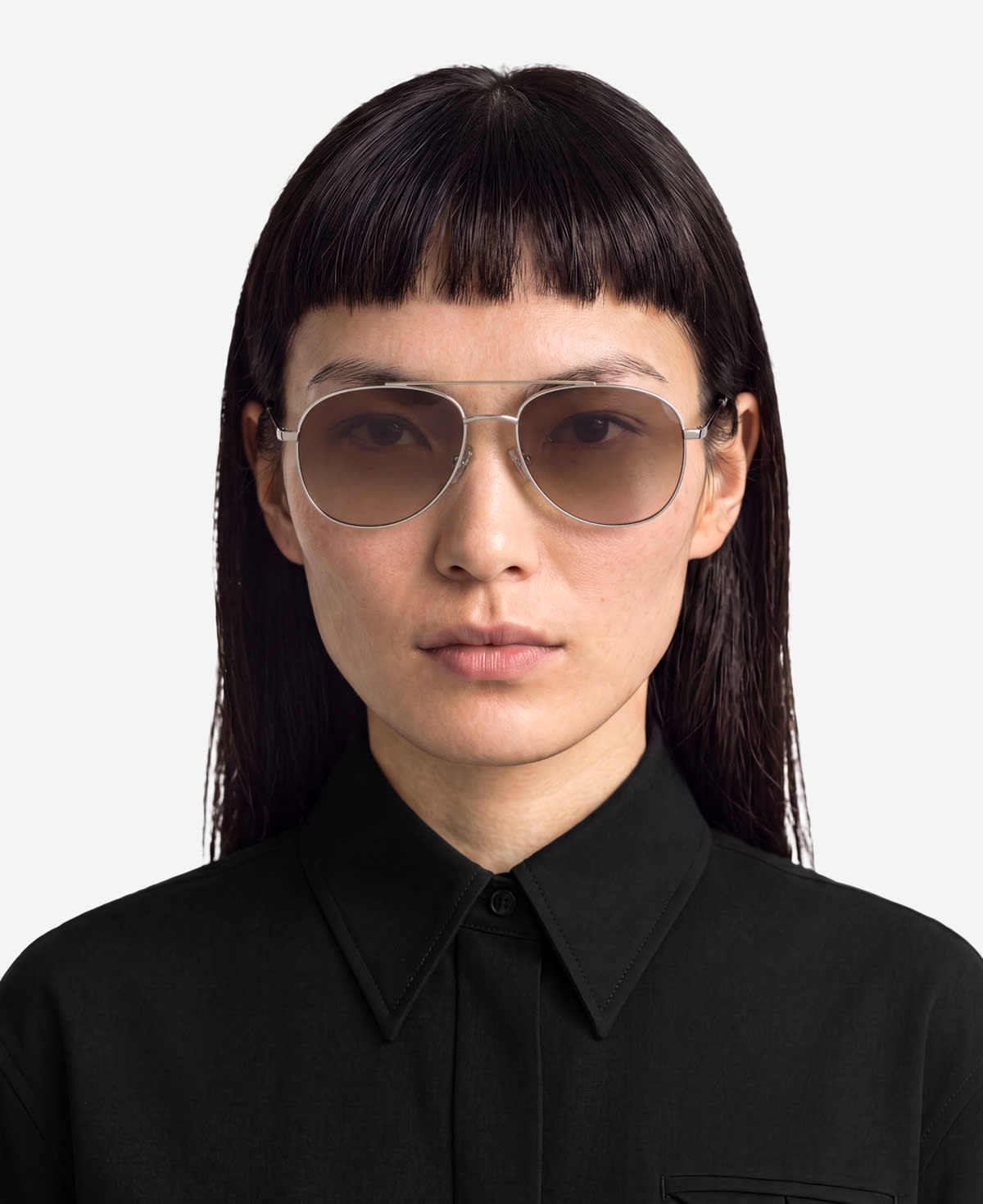messyweekend-sain-sonnenbrille-shiny-silver-deep-brown-gradient image 2