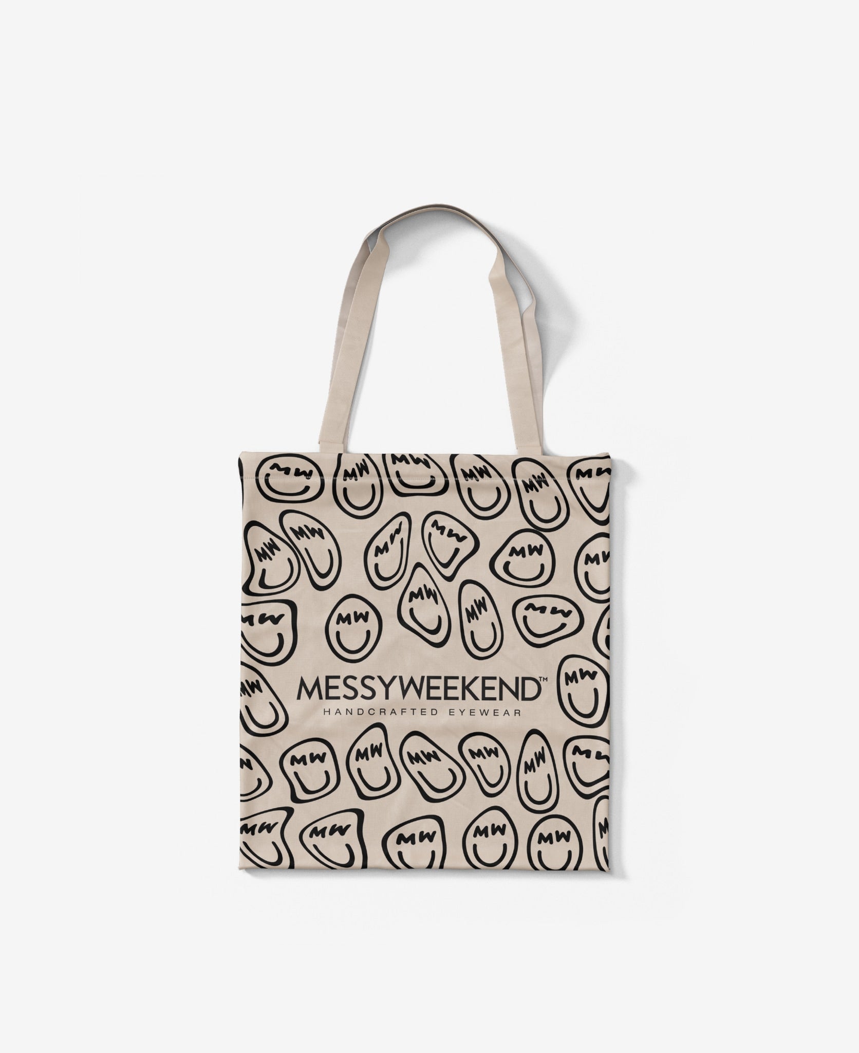 messyweekend-smiley-tote-bag-white-canvas image 1
