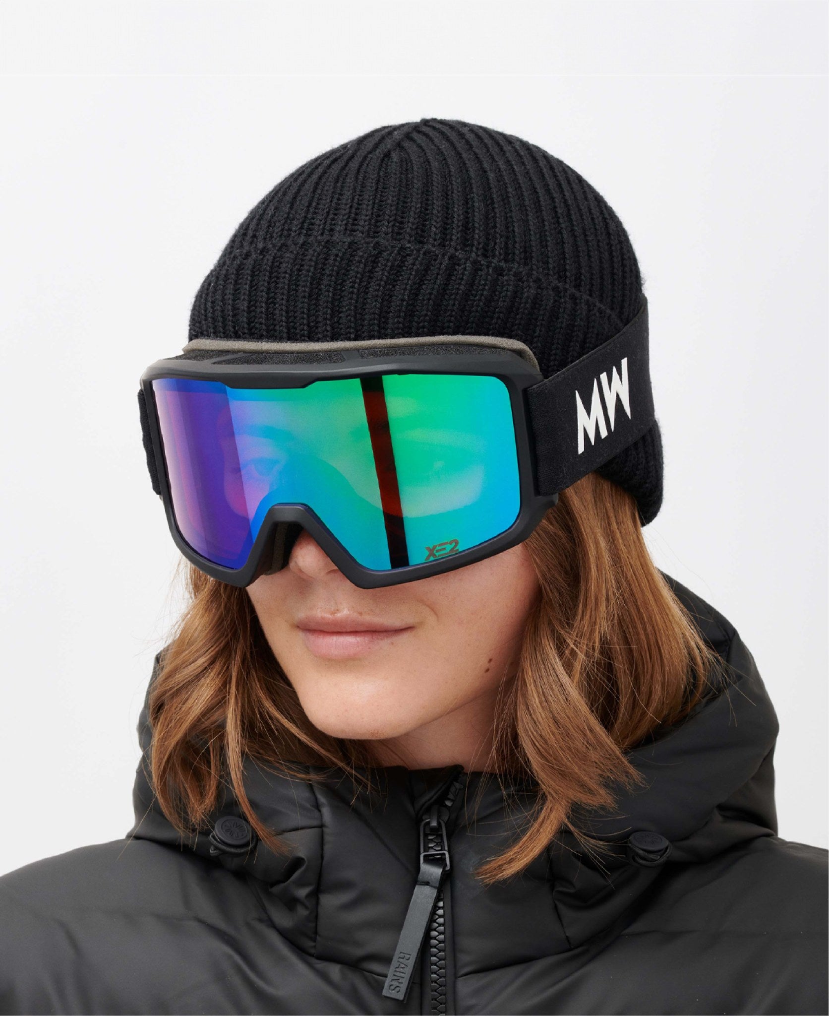 messyweekend-ferdi-xe2-skibrille-black-green-mirrored image 2