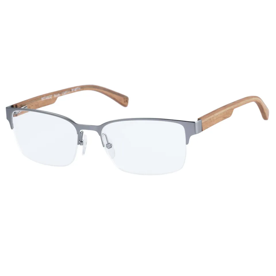 botaniq-brille-mit-sehst-rke-f-r-herren-rechteckig-edelstahl-matte-gun-holz-inkl image 1