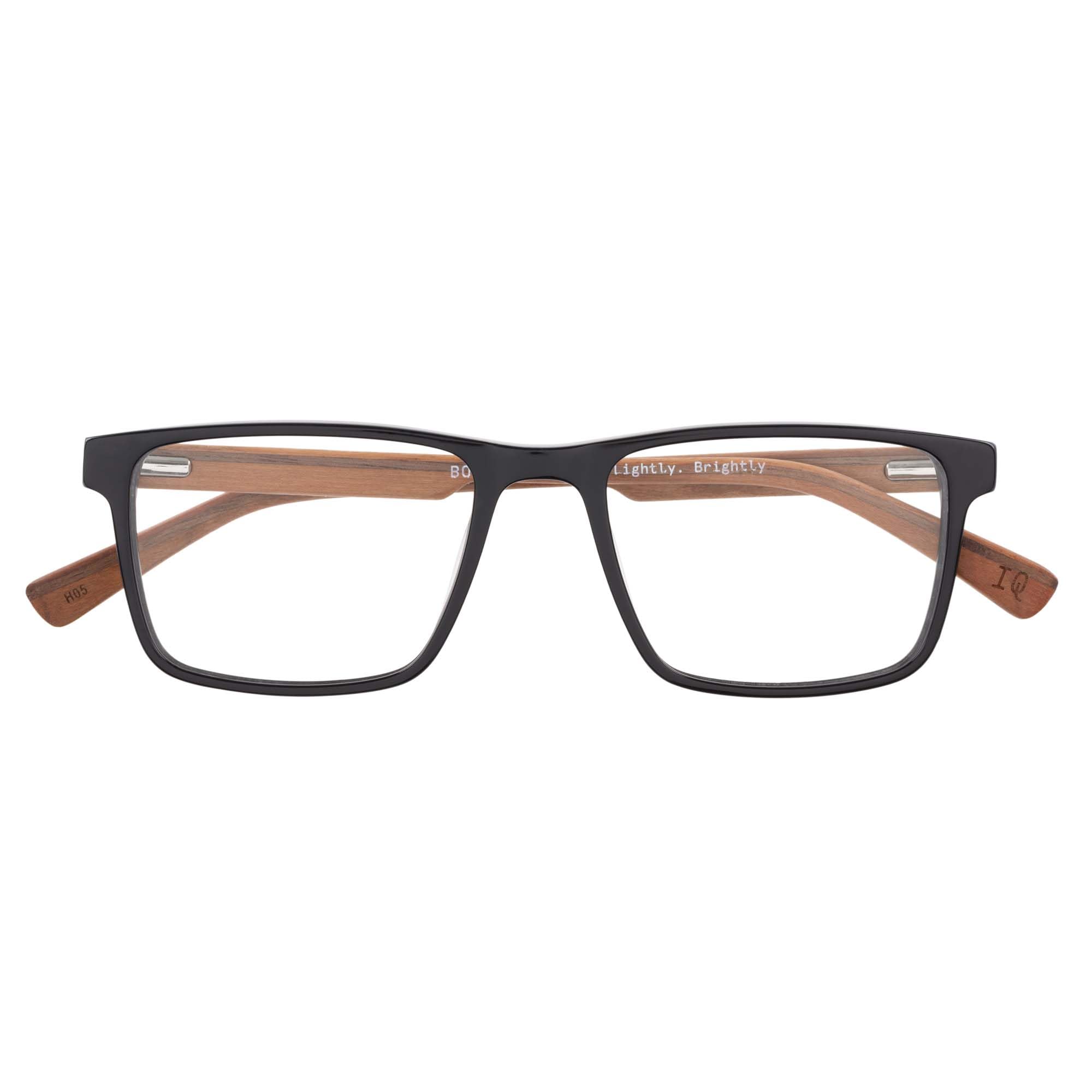 botaniq-brille-mit-sehst-rke-f-r-herren-rechteckig-acetat-hochglanzschwarz-holz image 2