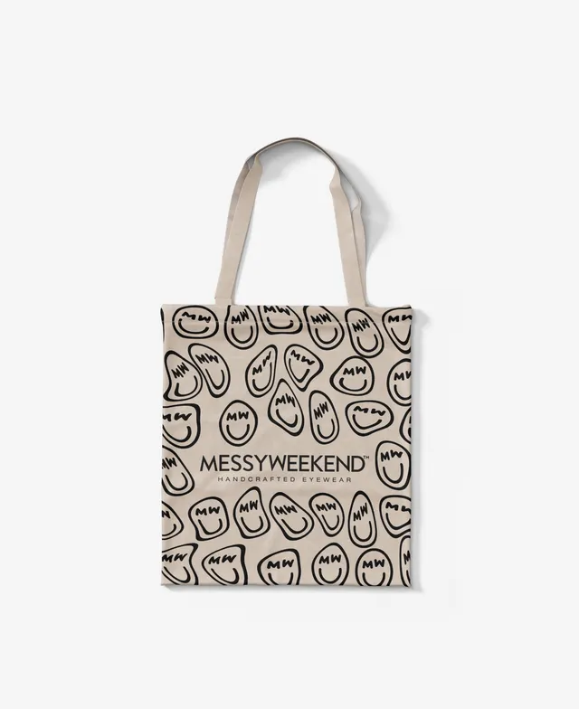 messyweekend-smiley-tote-bag-white-canvas image 1